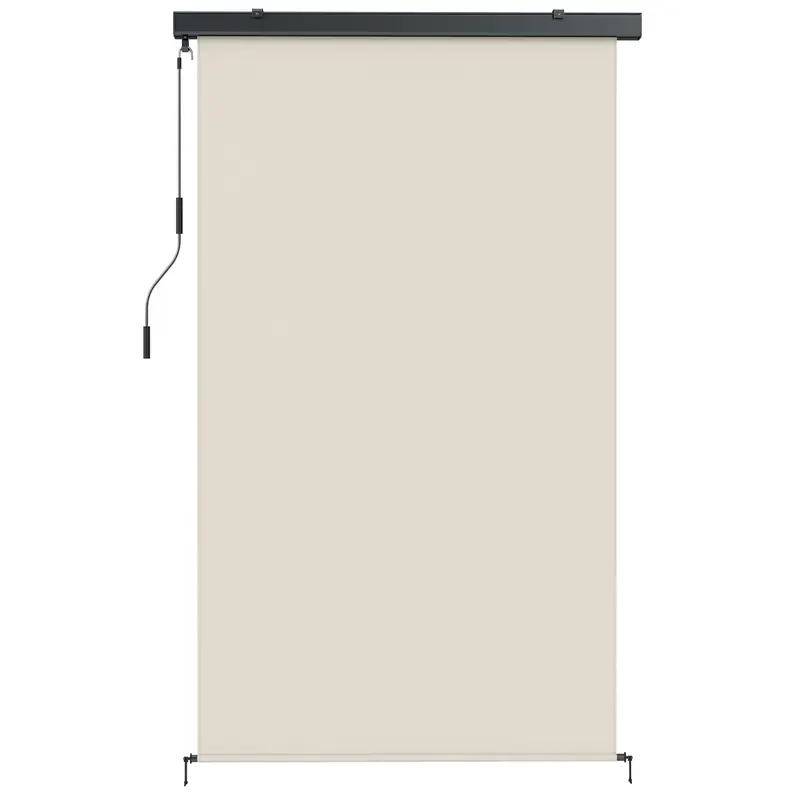 Outsunny Store enrouleur extérieur sans corde, UPF50+ imperméable pour porche, balcon ou tonnelle, 250 x 160 cm, crème
