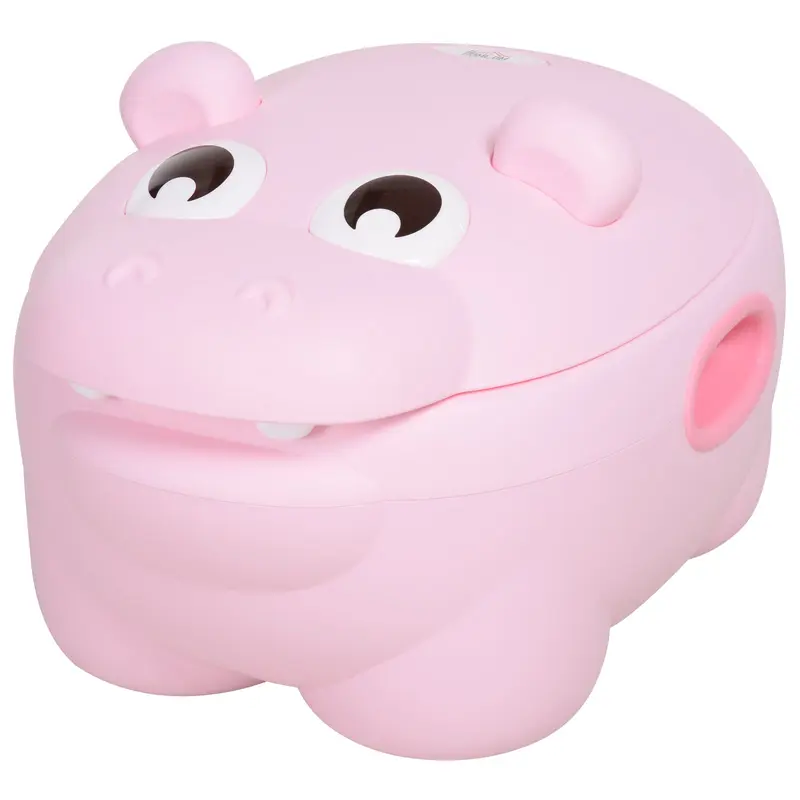 Hippo-Shaped 2-in-1 Baby Potty with Removable Bucket, Toilet Brush for Learning Training, Supports up to 25 kg, 40x30x23 cm, Pink