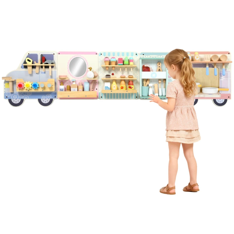 Montessori Activity Wall – Truck-Design Busy Board, Sensory Learning Activity Center, Wall Toy Gift for Boys Ages 3+