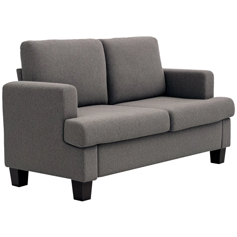 2-Seater Compact Sofa, 55" Modern Chenille Loveseat with Removable Back Cushions, Dark Gray