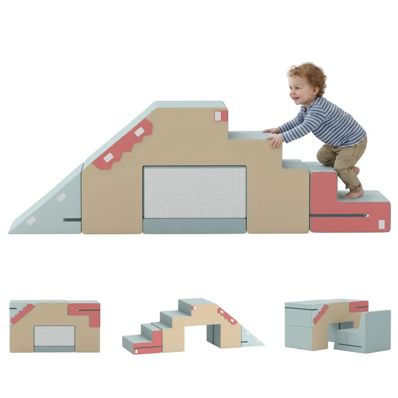 Kids Foam Building Blocks 2-Pack — Non-Slip Giant Soft Blocks with Velvet Finish, Foldable Slide & Climb, Colorful