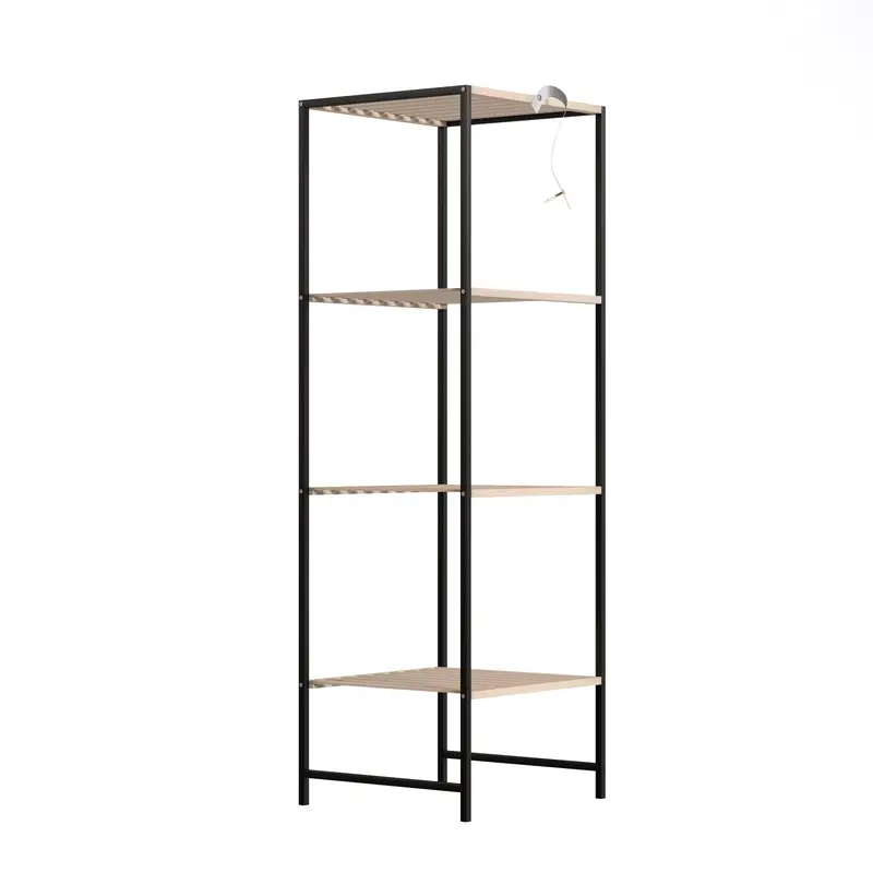 Bamboo & Steel 4-Tier Standing Shelf for Kitchen, Bathroom, Living Room & Hallway — 14.4 x 13 x 43.3 in, Natural