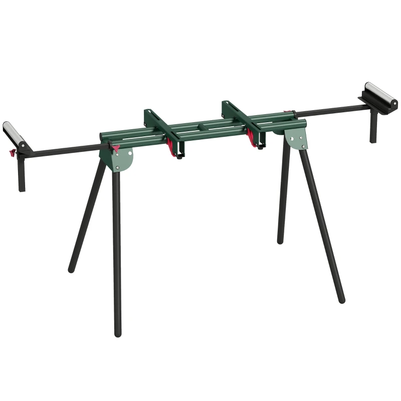 Universal Miter Saw Stand with Extendable Rollers 37–77 in, Folding Workbench with Adjustable Height & Width, Reinforced Steel Frame, 330 lb Capacity