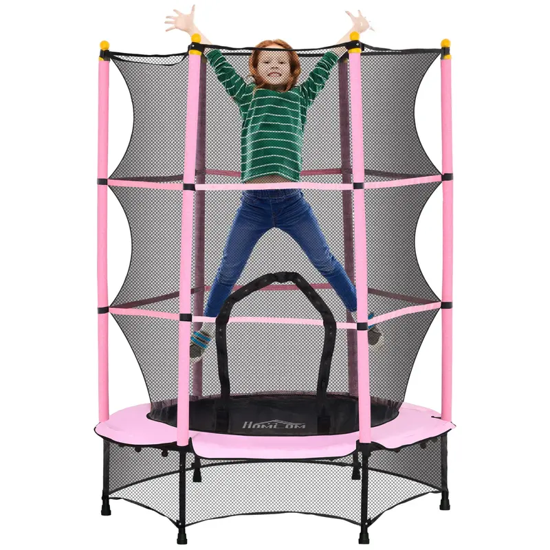 Kids Trampoline ?140 cm, Trampoline with Safety Net, Edge Cover, Garden Trampoline for Children 3-10 Years, Up to 50 kg, Pink