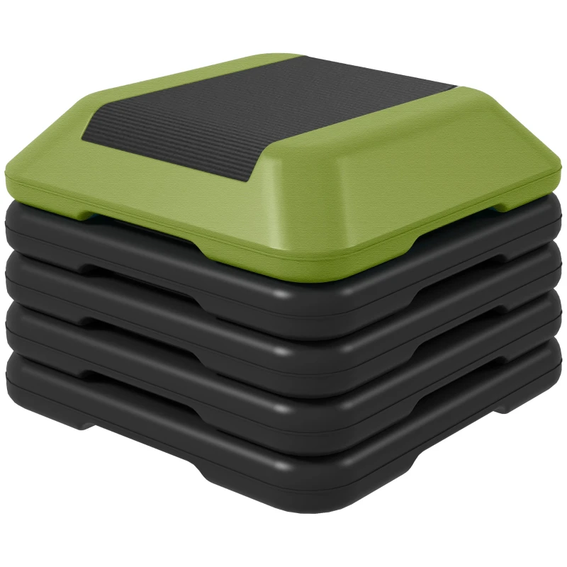 SPORTNOW Aerobic Stepper — Non-Slip Adjustable Heights (3.9/5.9/7.9/9.8/11.8 in), 330 lb Capacity, Green — Home Gym