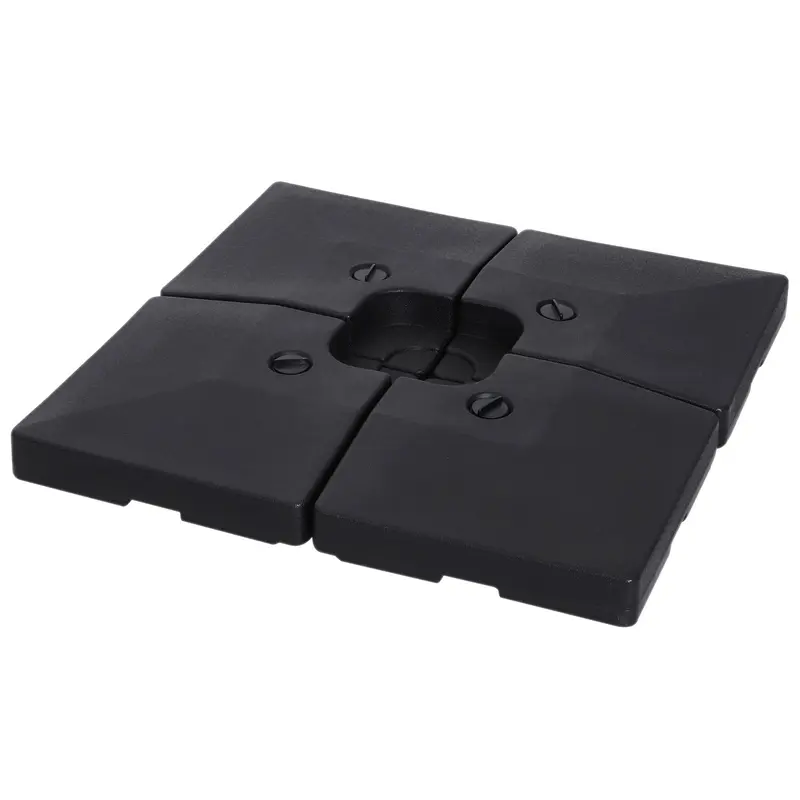 4 x Umbrella Weight Umbrella Stand Fillable with Sand Water HDPE Plastic Black Dimensions per Element 51 x 51 x 12 cm up to 130 kg
