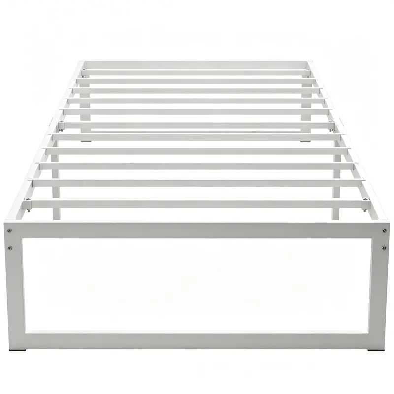 Metal Bed Frame with Under-Bed Storage, 12.8 in Profile, Steel Slats, Quiet & Easy Assembly – Fits 90 x 200 cm (35.4 x 78.7 in) Mattress, White