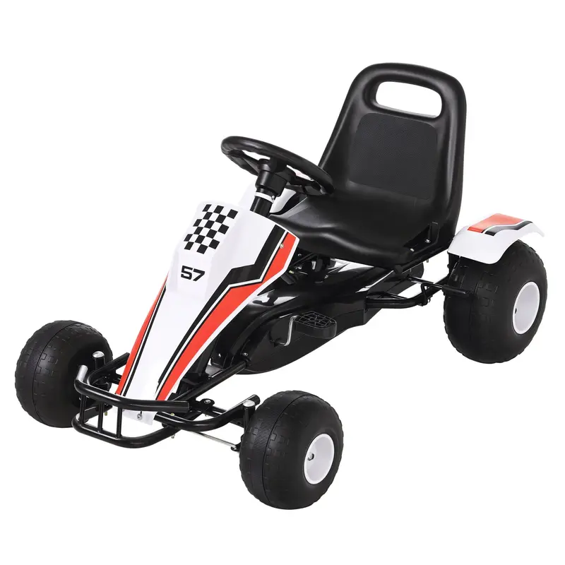 Go Kart Kids Pedal Car with Pedal Brakes Children's Toy for 3-6 Years Steel White 104 x 66 x 57 cm