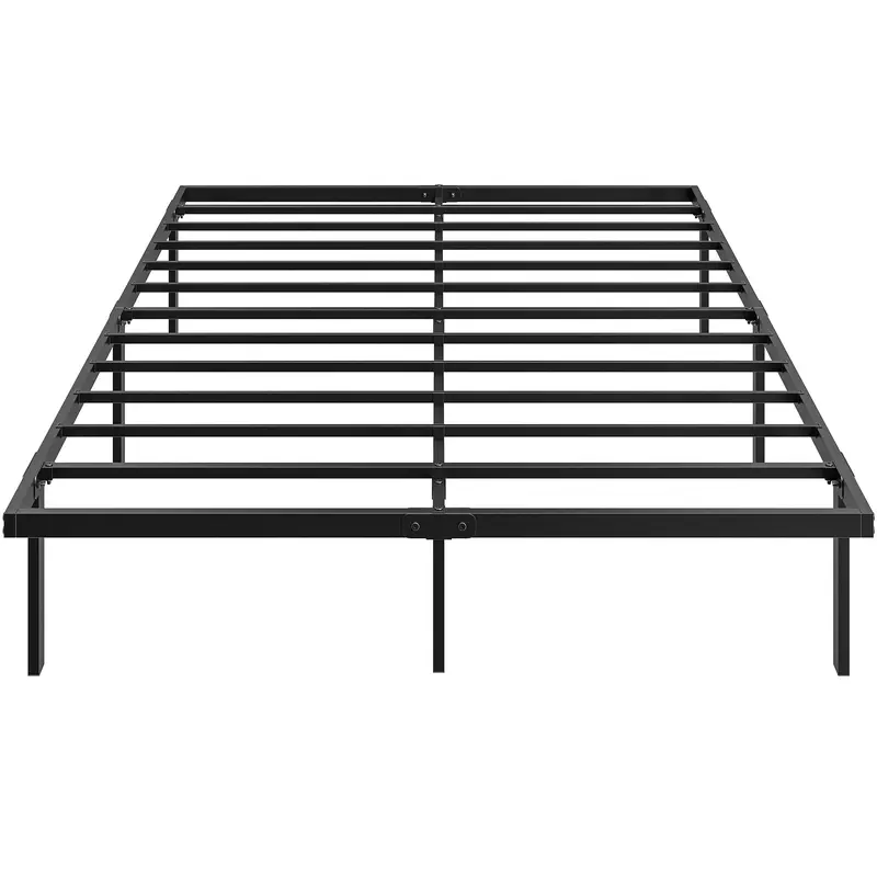 Metal Bed Frame with Under-Bed Storage, 14 in Height, Slatted Base, Quiet Design — No Box Spring Needed, Easy Assembly — 55 x 79 in (140 x 200 cm), Black