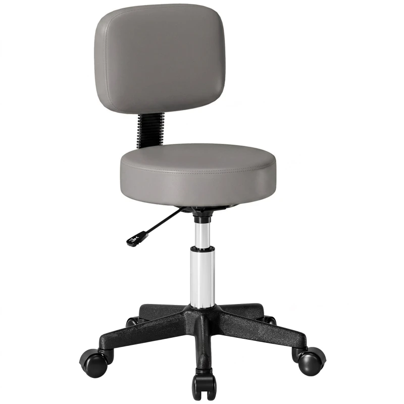 Adjustable Rolling Massage Stool with Ergonomic Backrest, Gray
