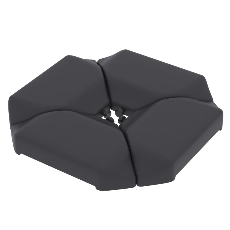 4-Piece Fillable Umbrella Base for Cantilever & Double-Sided Parasols, HDPE Fillable Parasol Support – Holds 170 lb (Water) / 220 lb (Sand), for Garden/Patio/Terrace, Black