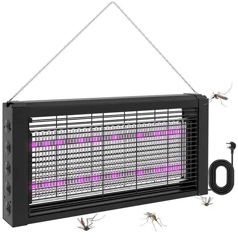 Mosquito Lamp with LED Lights Electric Mosquito Killer 60 m? Coverage for Indoor Wall-Mounted or Freestanding Device 49x6x25 cm Black