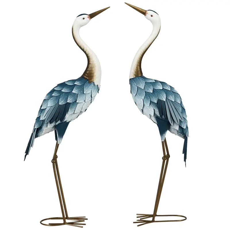 2-Piece Garden Statue Cranes, 72.5/74 cm Garden Figure, Weather-Resistant Outdoor Ornament, Sculpture, Garden Decor for Balcony, Terrace