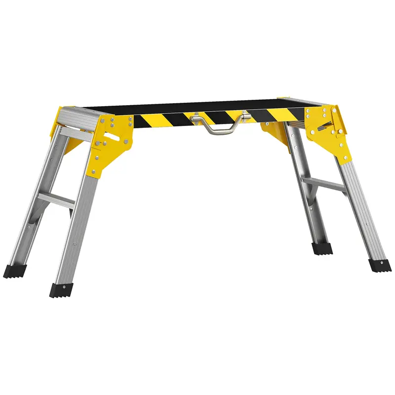 Folding Workbench — Aluminum Clamp Bench, Heavy-Duty Work Table with Handle, Anti-Slip Top, Reflective Strips, 330 lb Capacity, 43.3 x 12.6 x 19.7 in, Silver