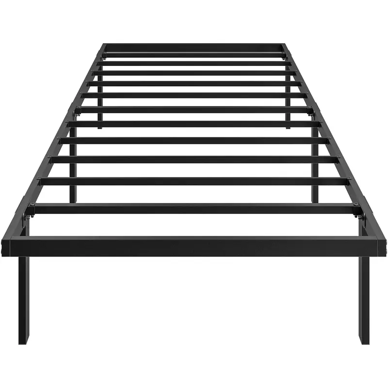 Metal Bed Frame with Under-Bed Storage, 14.0" Height, Quiet Design, No Slats Needed, Easy Assembly, 35.4 x 78.7 in (90 x 200 cm), Black