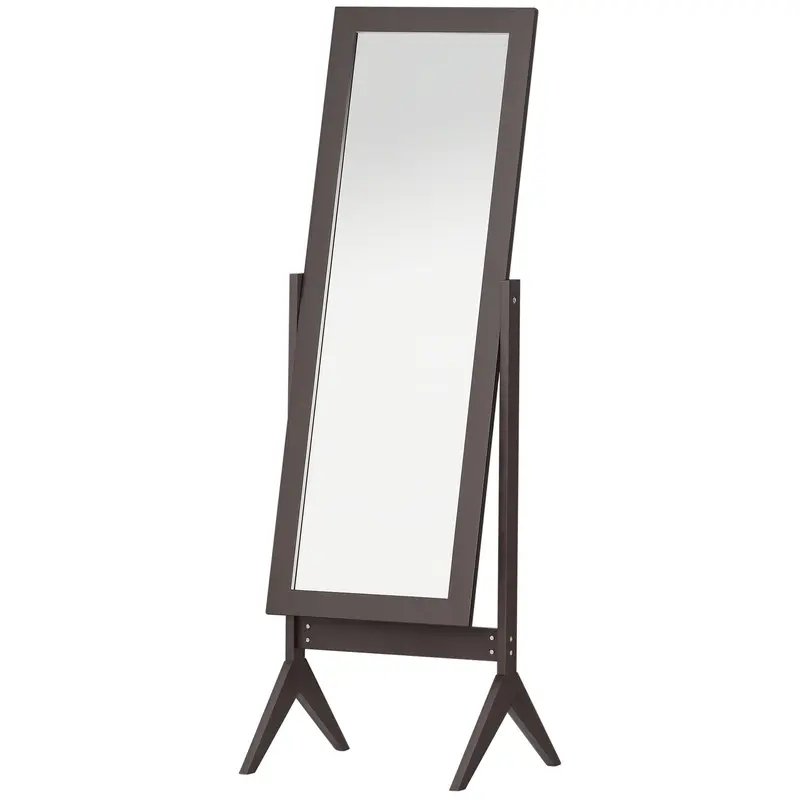 Floor Mirror Full Length Mirror Makeup Mirror Raised Feet Easy to Clean MDF Coffee 47 x 46 x 148 cm