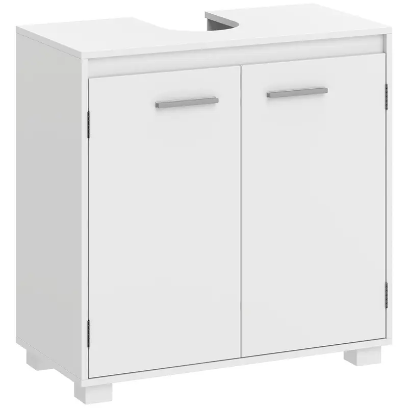 Bathroom Sink Base Cabinet with Adjustable Shelf & 2 Doors, Fits Sinks With or Without Plinth, 60 x 30 x 60 cm (23.6 x 11.8 x 23.6 in), White