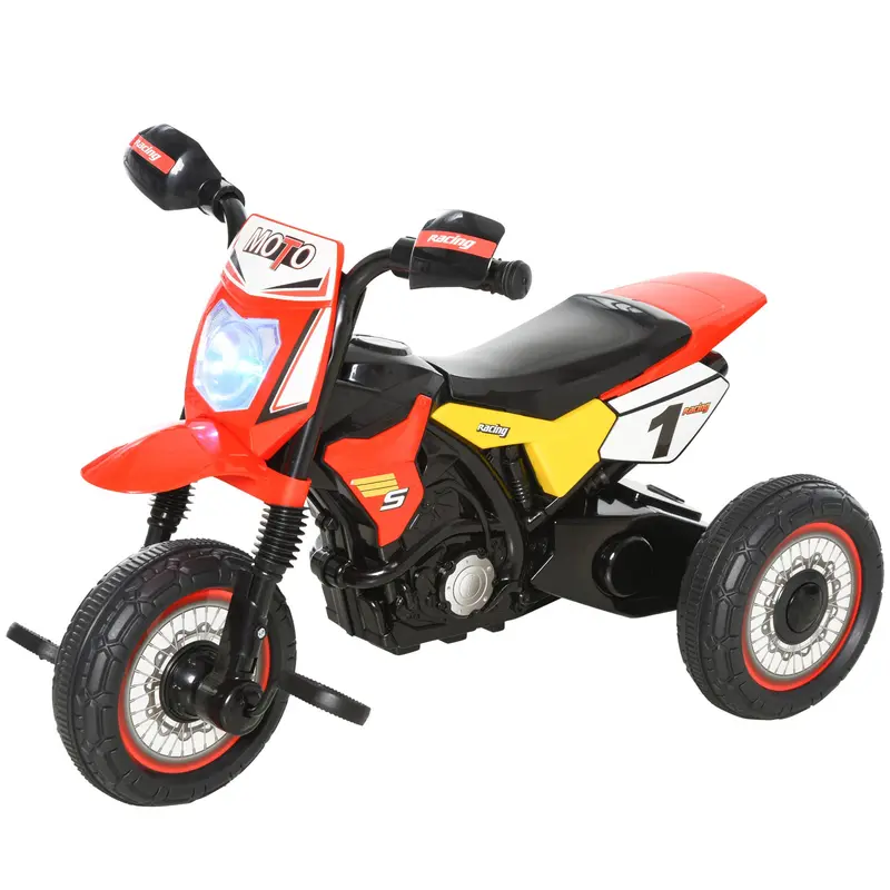 Tricycle HOMCOM en forme de moto pour enfants à partir de 18 mois - Apparence de moto de montagne avec 3 roues, lumières et sons, design unique 71x40x51 cm