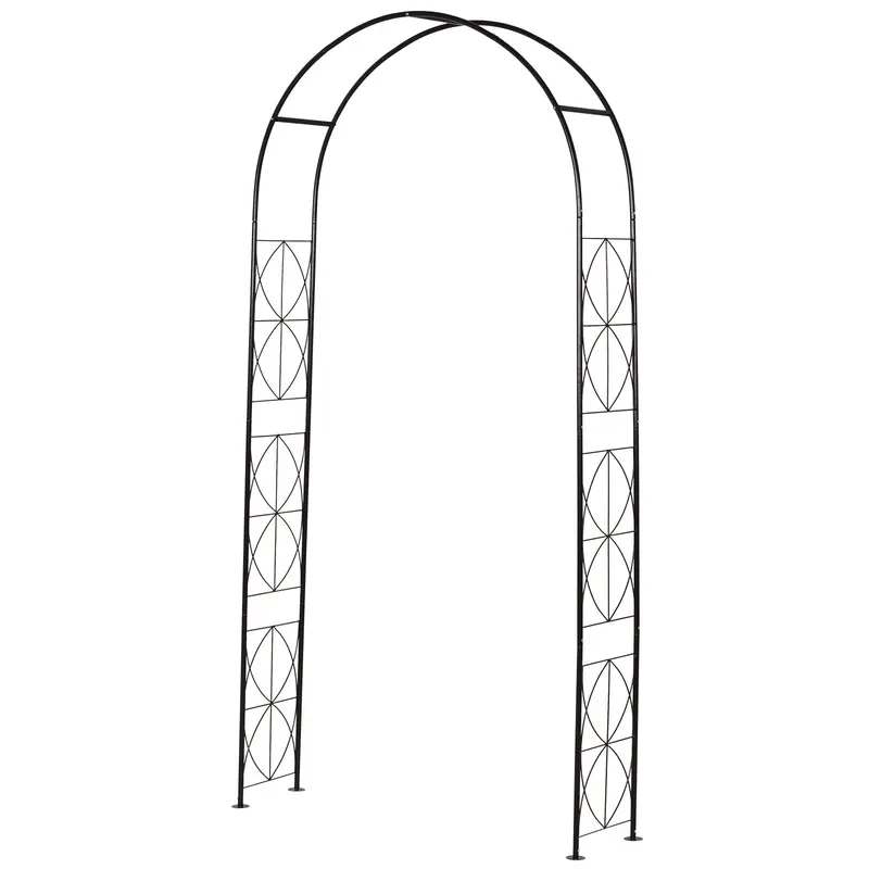 Metal Rose Arch Trellis for Climbing Plants Garden Arch with Pointed Top Metal Structure Arbor Arch for Roses Arches Trellis for Garden 114 x 30 x 230 cm Black