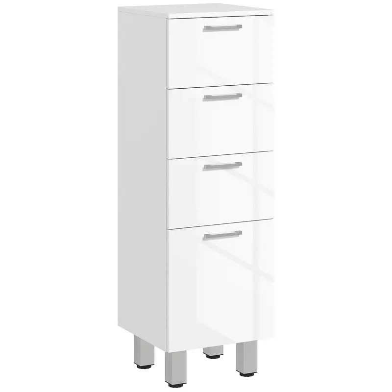 kleankin Badezimmerschrank Nischenschrank schmal mit 3 Schubladen, verstellbar Regal Toilettenschrank Badschrank Beistellschrank für Badezimmer, klein