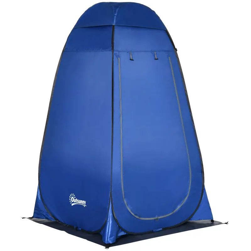 Outsunny Pop-up Duschzelt Toilettenzelt Camping Umkleidezelt mit Tragetasche Mobiles Outdoor-Toilettenumkleidezelt Dunkelblau 126 x 124