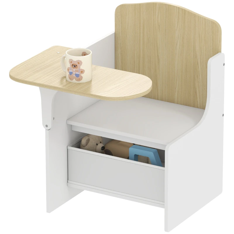 Kids Desk & Chair with Storage Bin — 2-in-1 Activity Table for Drawing, Reading & Play, Ages 3–5, White