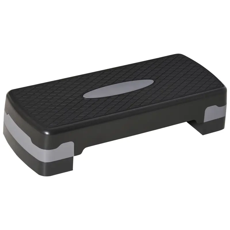 Aerobic Fitness Step Board Home Trainer Stepper 2-step height adjustable (10/15 cm) suitable for home and office use Black+Gray 68 x 29 x 15 cm