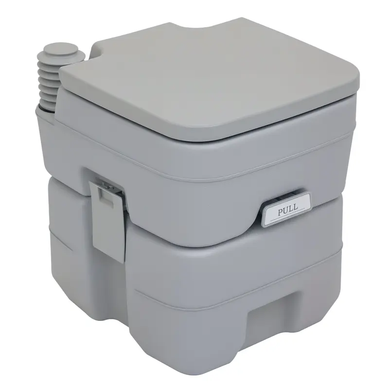 Toilette de camping Outsunny, WC portable 20 L, WC de camping avec chasse d'eau et réservoir à déchets, toilettes sèches pour camping, randonnée, voyage, pêche, plastique, gris