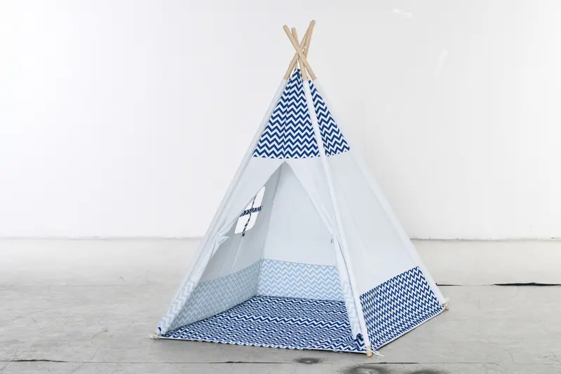 Children's Teepee Tent for +3 Years Old Wooden Kids Tipi with Window Mat and Carrying Bag for Indoors and Outdoors 120x120x155 cm Gray