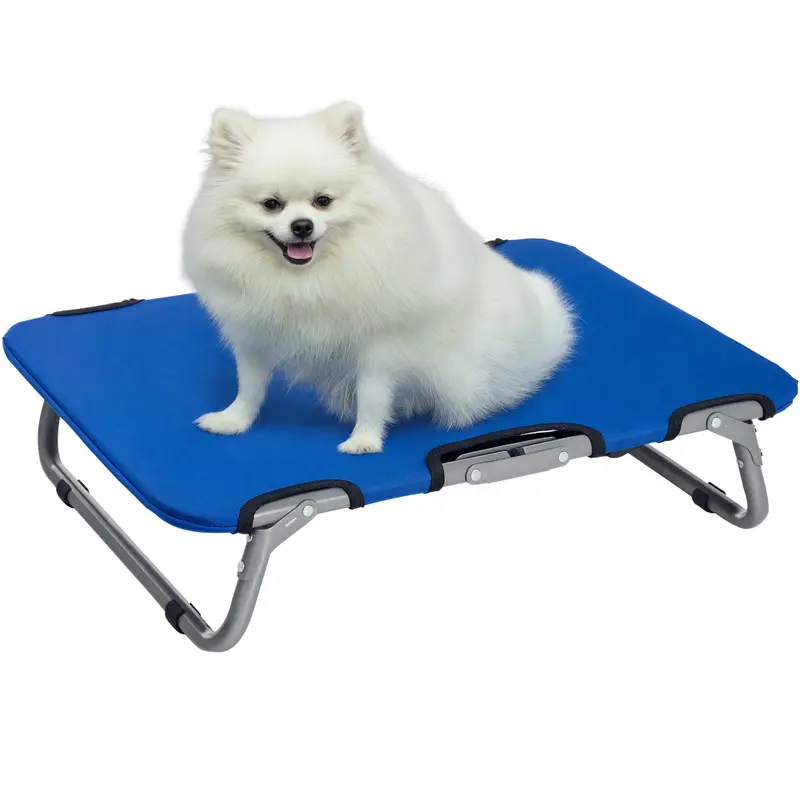 Lit pour Chien Pliable de Petite Taille PawHut pour Intérieur et Extérieur, Lit surélevé en Acier et Tissu Oxford, 59x46x15 cm, Bleu