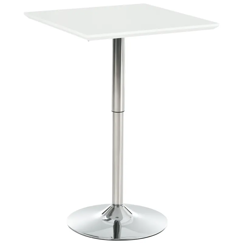 Bar Table Bistro Pub Height Adjustable Square Bar Table Steel White 60 x 60 x 69-92 cm