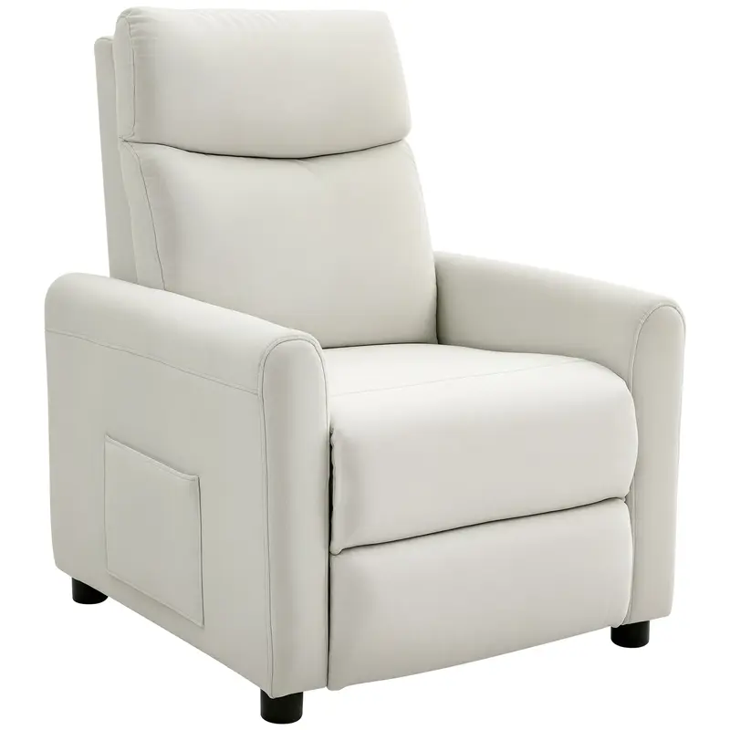Fauteuil relax HOMCOM avec repose-pieds – Ressorts ensachés, mousse haute densité, tissu effet lin, fauteuil TV, crème