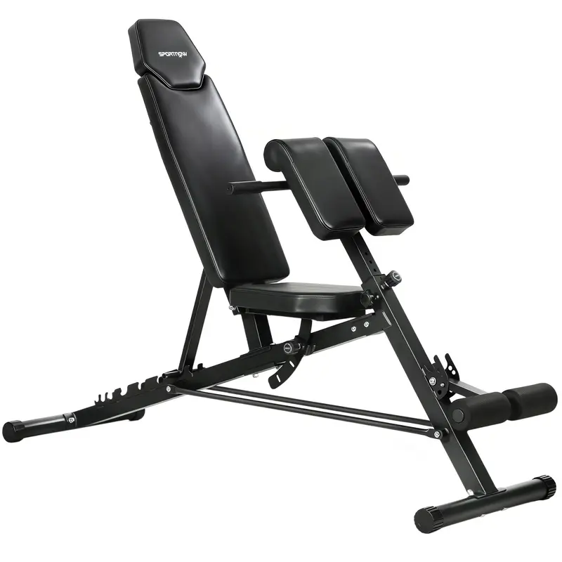 SPORTNOW 4-in-1 Adjustable Dumbbell Bench with Leg Extension & Preacher Curl Pad, 6-Position Backrest, Adjustable Seat & Pads, Multi-Function Incline Bench, 330 lb Capacity — Home Gym Back Trainer