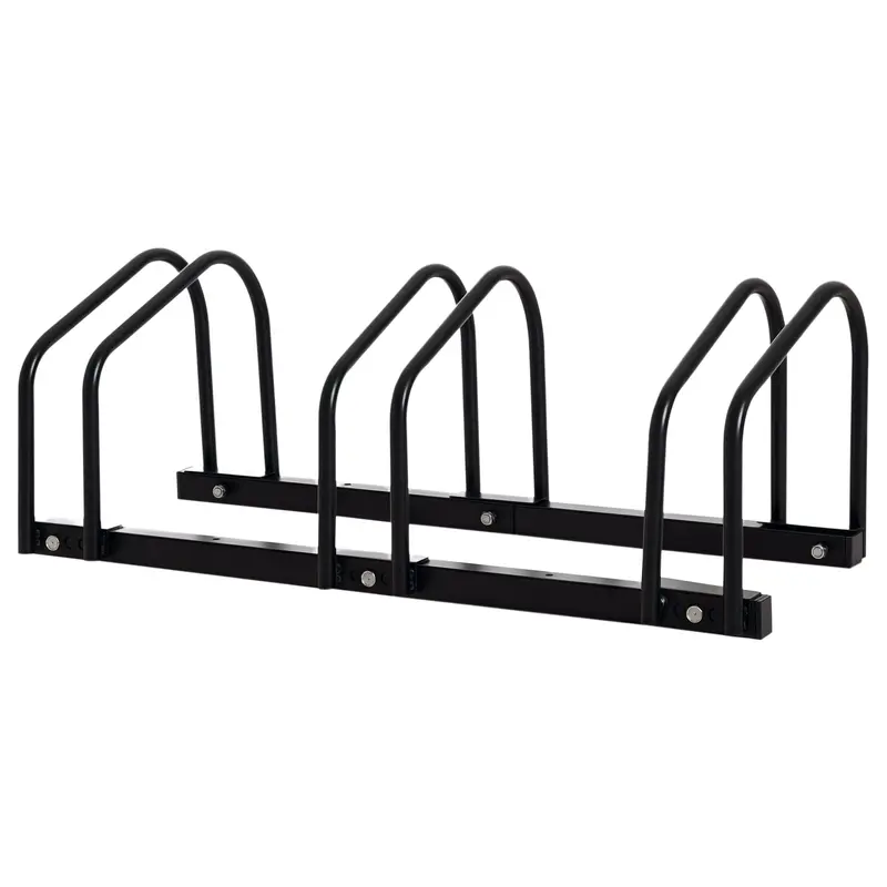 Support de Stationnement pour Vélo HOMCOM en Acier pour Ranger les Vélos au Sol ou au Mur Parking Intérieur et Extérieur 76x33x27 cm Noir