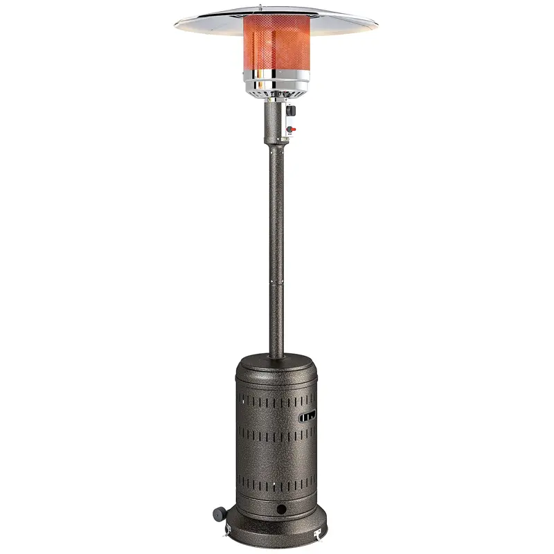11 kW Propane Outdoor Heater with Auto Shut-Off and Wheels, Portable Patio Heater for Terrace, Garden & Balcony, 82 x 82 x 223 cm, Dark Brown