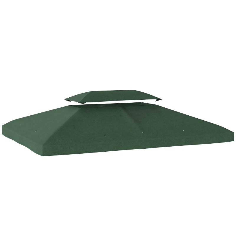 Replacement Gazebo Canopy, 4 x 3 m (13'1" x 9'10") — Double-Tier UV-Resistant Roof with 10 Drain Holes, Green (Canopy Only)