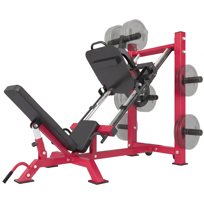 SPORTNOW Professional Leg Press 455 kg Capacity - Adjustable Leg Press & Hack Squat Machine with Transport Wheels, Fits 1"/2" Plates, Red