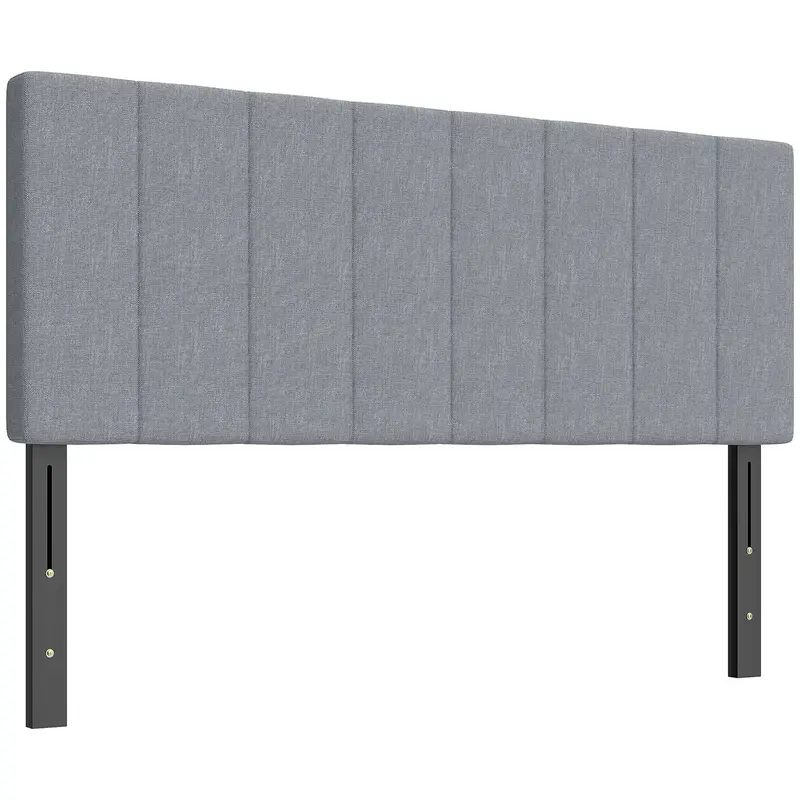 Tête de lit rembourrée HOMCOM, réglable 3 hauteurs, aspect lin, mousse — Gris (pour lits 150–160 cm)