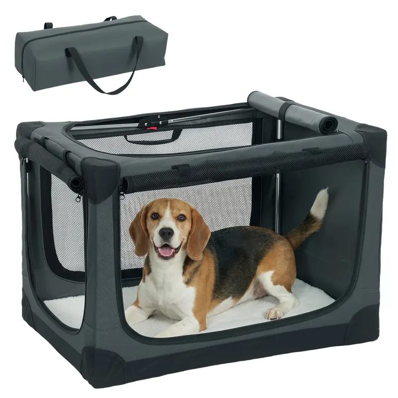 PawHut — Transporteur pliable souple pour chien et chat avec coussin, housse lavable, Oxford 600D respirant, 76 x 54 x 54 cm, Vert