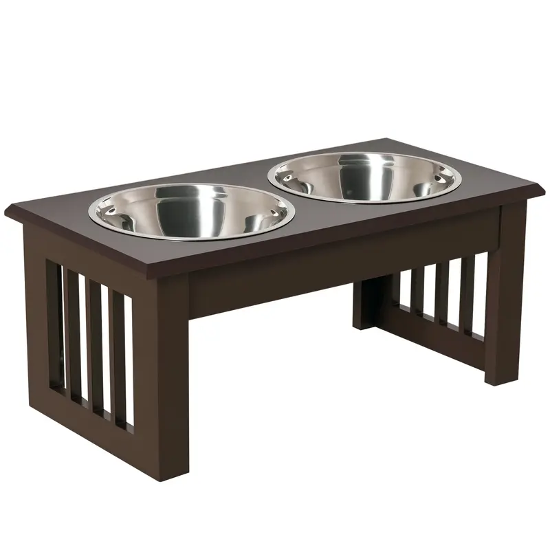 Station de Nourriture Élevée pour Chiens PawHut avec 2 Bols - 2 x 900ml en Acier Inoxydable