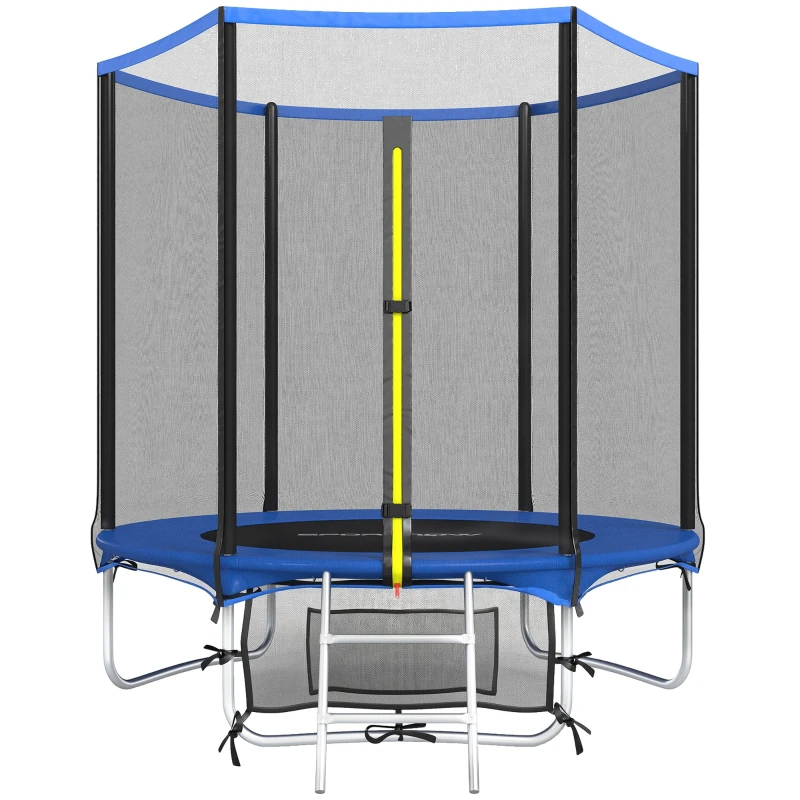 SPORTNOW Outdoor Kids Trampoline, 6 ft (183 cm) – Safety Net, 2-Step Ladder, Spring Pad & Storage Bag, 176 lb Capacity, Blue (Ages 6+)