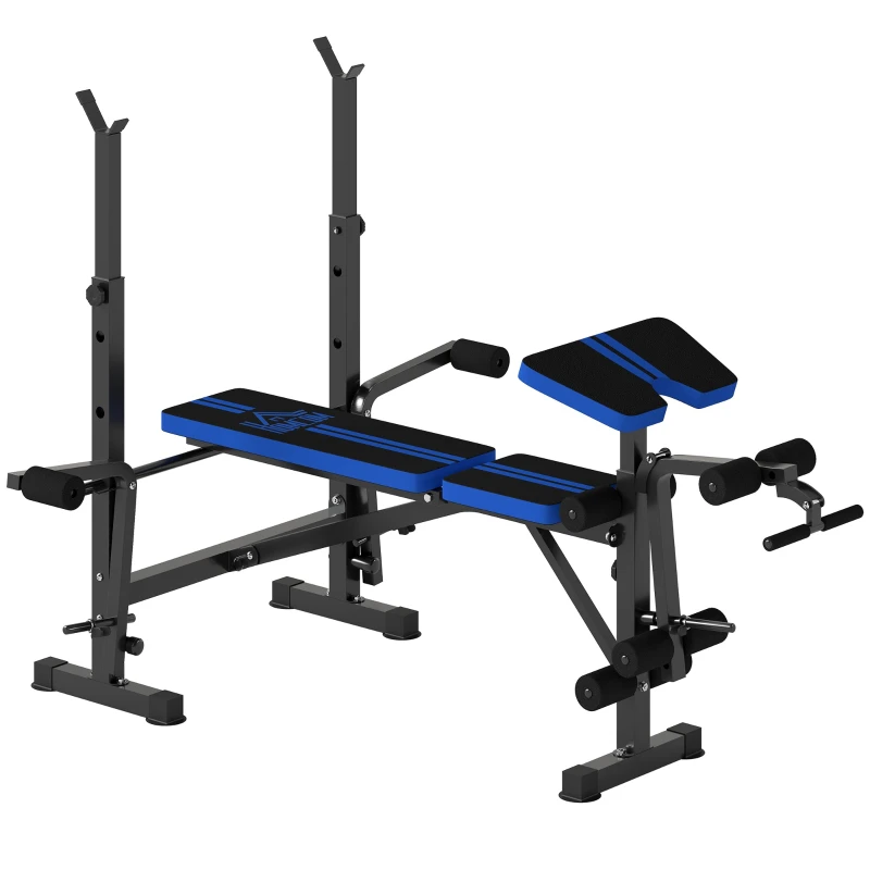 Multifunction Weight Bench — Adjustable Backrest, Adjustable Bar Rack, Leg Extension, Preacher Curl, Butterfly — Home Gym