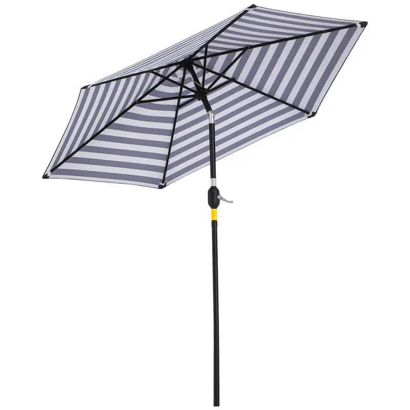 Parasol Garden Umbrella Terrace Umbrella Frame Steel Outdoor Blue Stripe ?230 x 216 cm