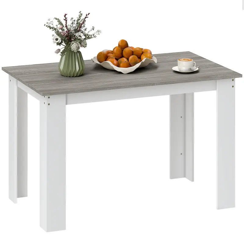HOMCOM Esstisch für 4-6 Personen Rechteckiger Küchentisch Moderner Stil Tragfähigkeit 50 kg 120x69x75 cm Grau