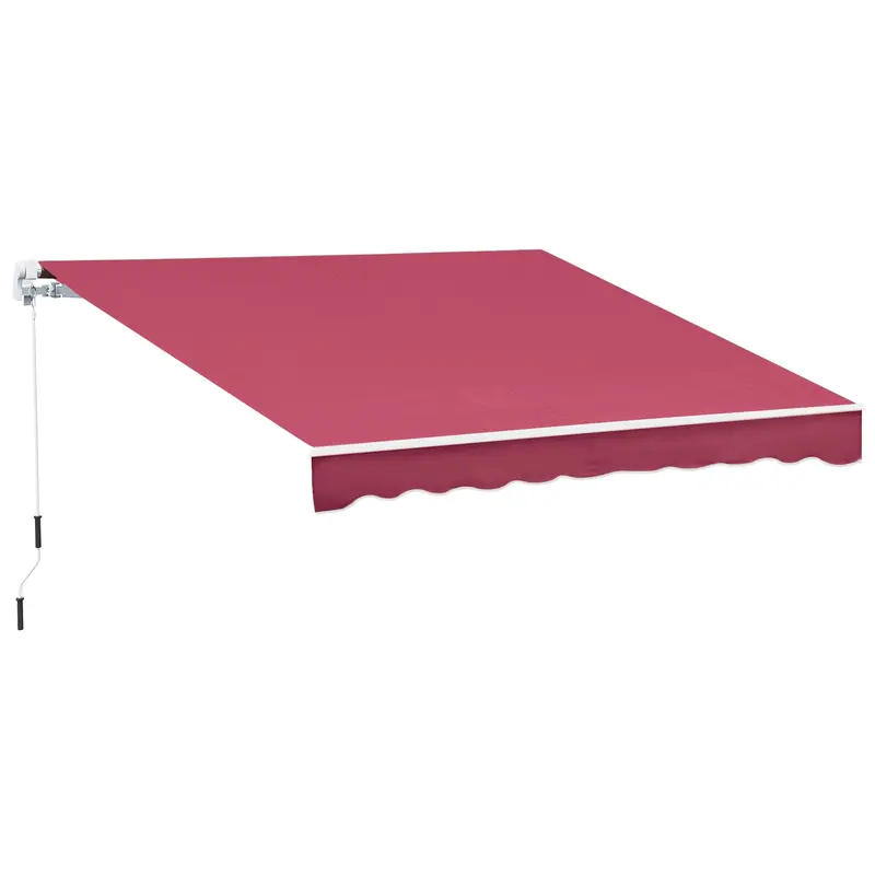 Auvent Manuel à Bras Roulant Outsunny pour Portes et Fenêtres, Aluminium et Polyester Anti-UV, 3x2,5m, Rouge Foncé