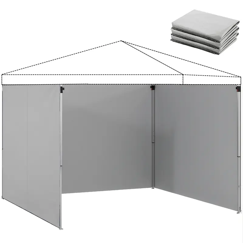 3-Pack Gazebo Sidewalls for 3 x 3 m (10 x 10 ft) — Zippered, UPF50+, Water-Resistant 210D Oxford Fabric, Light Gray