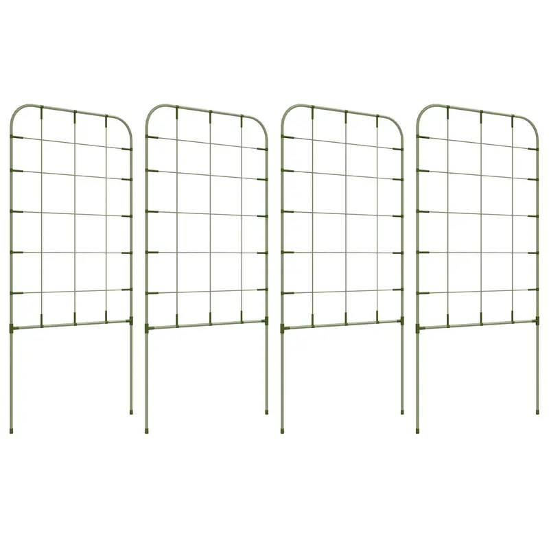 Set of 4 Garden Trellises Plant Supports with Steel Frame for Fruits Vegetables Flowers Outdoor Decoration Patio Terrace 40x90 cm Green