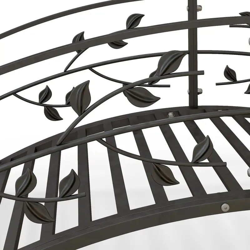 Garden Bridge - Pond Bridge - Garden Decoration dim. 119L x 67W x 47H cm with vine motif steel black balustrade