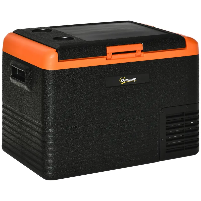 Portable Electric 40L Car Refrigerator 12V/24V up to -20℃ Mini Fridge with Compressor Touch LED Display for Home Camping Travel Car 58.7x36.5x43.8 cm Black