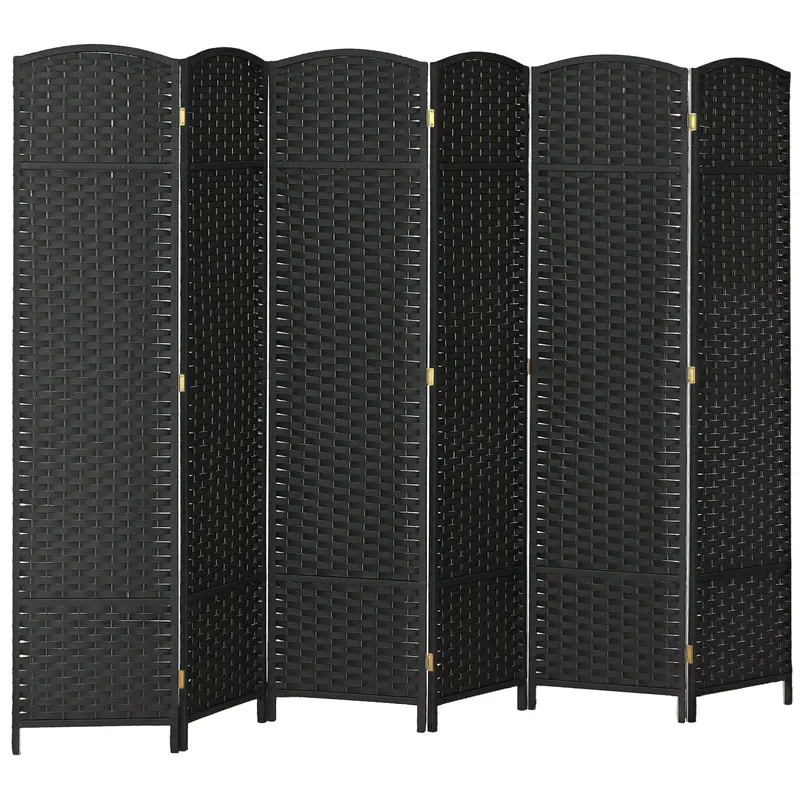 6-Panel Folding Room Divider 240x170 cm Privacy Screen Separator for Living Room Bedroom Office Black